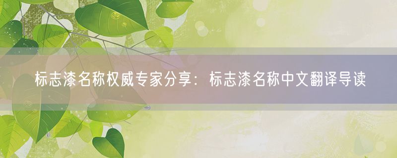 标志漆名称权威专家分享：标志漆名称中文翻译导读